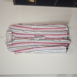 red and white striped dress old navy Old Navy Womens Red & White Striped V Neck Maxi Dress Size 2X Lace Up Neckline